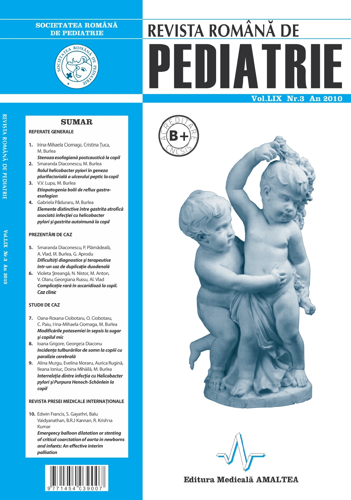 Revista Romana de PEDIATRIE | Volumul LIX, No. 3, Year 2010