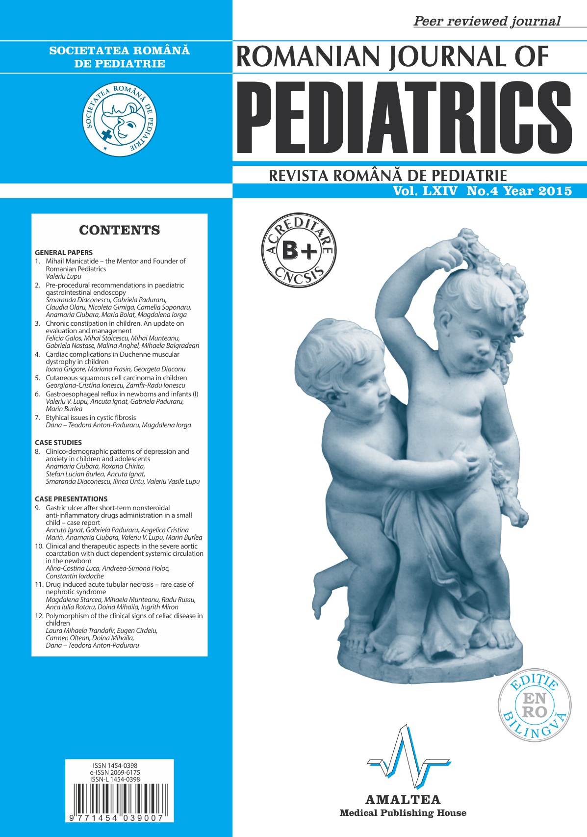 Revista Romana de PEDIATRIE | Volumul LXIV, No. 4, Year 2015